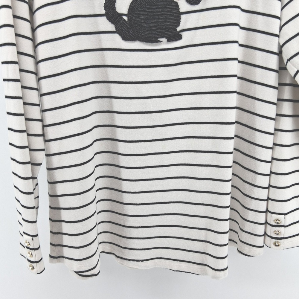 Charter Club Woman Sz 2X Striped Scottie Dog Beaded Top Long Sleeve Plus Size - Picture 3 of 10